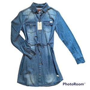 7FAM Girls Chambray Denim Dress Size Large NWT